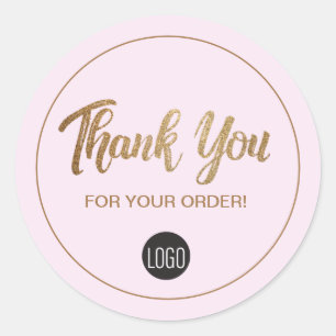 Custom Logo Bedankt voor uw bestelling Gold Pink Ronde Sticker