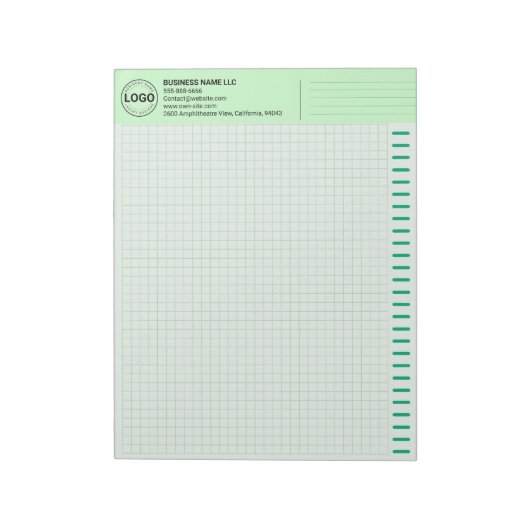 Custom Logo, Big Green Engineering Graph Paper Pad Notitieblok (Linkerzijde)