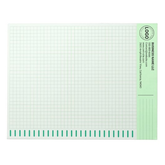 Custom Logo, Big Green Engineering Graph Paper Pad Notitieblok (Voorkant)