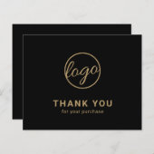 Custom Logo Black and Gold Budget Thank You Card (Voorkant / Achterkant)