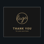 Custom Logo Black and Gold Budget Thank You Card<br><div class="desc">Custom budget business thank you card featuring a minimalist design with your logo on the front along with "Thank you for your purchase". The backside has your personal message. A basic and plain design that still comes across as professional. This simple thank you card is great for any type of...</div>