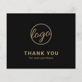 Custom Logo Black and Gold Budget Thank You Card (Voorkant)