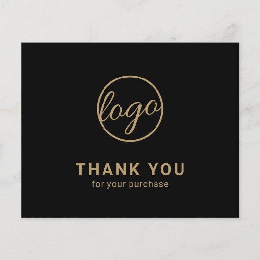 Custom Logo Black and Gold Budget Thank You Card (Voorkant)