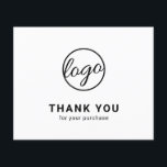 Custom Logo Black and White Budget Thank You Card<br><div class="desc">Custom budget business thank you card featuring a minimalist design with your logo on the front along with "Thank you for your purchase". The backside has your personal message. A basic and plain design that still comes across as professional. This simple thank you card is great for any type of...</div>