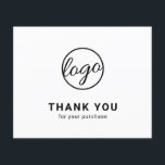 Custom Logo Black and White Budget Thank You Card<br><div class="desc">Custom budget business thank you card featuring a minimalist design with your logo on the front along with "Thank you for your purchase". The backside has your personal message. A basic and plain design that still comes across as professional. This simple thank you card is great for any type of...</div>