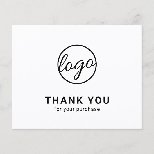 Custom Logo Black and White Budget Thank You Card (Voorkant)