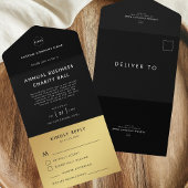 Custom Logo Black Gold Business Event Party RSVP All In One Uitnodiging