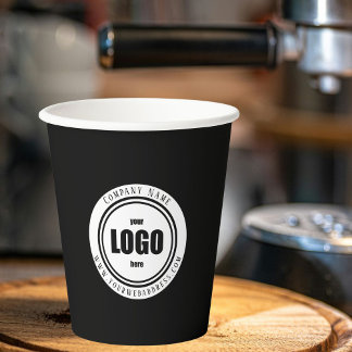 Custom Logo Black Papieren Bekers