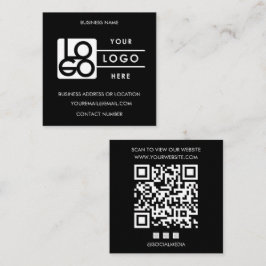 Custom Logo Black QR Code Website Social Media Vierkante Visitekaartje