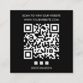 Custom Logo Black QR Code Website Social Media Vierkante Visitekaartje (Achterkant)