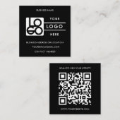 Custom Logo Black White QR Code Website  Vierkante Visitekaartje (Voorkant / Achterkant)