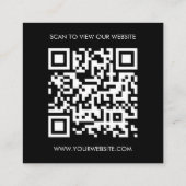 Custom Logo Black White QR Code Website  Vierkante Visitekaartje (Achterkant)
