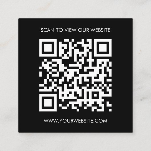 Custom Logo Black White QR Code Website  Vierkante Visitekaartje (Achterkant)