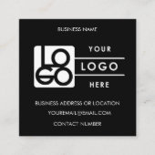 Custom Logo Black White QR Code Website  Vierkante Visitekaartje (Voorkant)