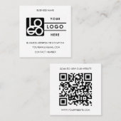 Custom Logo Black White QR Code Website  Vierkante Visitekaartje (Voorkant / Achterkant)