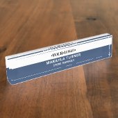 Custom Logo Blue Naambordje (Zijkant)