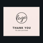 Custom Logo Blush Pink Budget Thank You Card<br><div class="desc">Custom budget business thank you card featuring a minimalist design with your logo on the front along with "Thank you for your purchase". The backside has your personal message. A basic and plain design that still comes across as professional. This simple thank you card is great for any type of...</div>