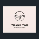 Custom Logo Blush Pink Budget Thank You Card<br><div class="desc">Custom budget business thank you card featuring a minimalist design with your logo on the front along with "Thank you for your purchase". The backside has your personal message. A basic and plain design that still comes across as professional. This simple thank you card is great for any type of...</div>