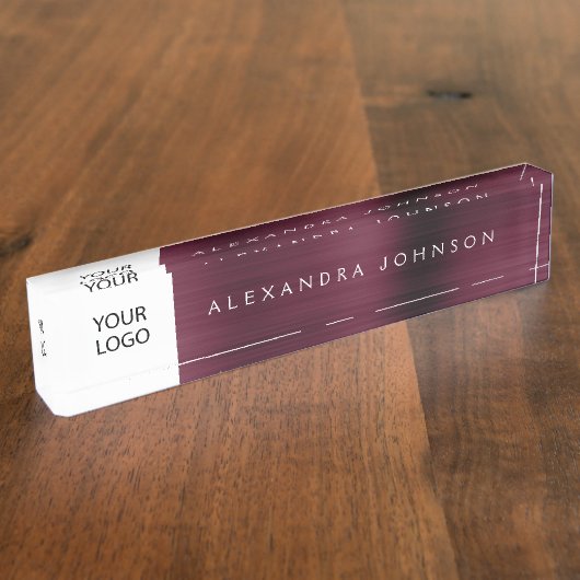 Custom Logo Bourgogne Executive Professional Naambordje (Zijkant)