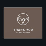 Custom Logo Brown Budget Thank You Card<br><div class="desc">Custom budget business thank you card featuring a minimalist design with your logo on the front along with "Thank you for your purchase". The backside has your personal message. A basic and plain design that still comes across as professional. This simple thank you card is great for any type of...</div>