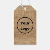 Custom logo brown burlap cadeaulabel (Voorkant)
