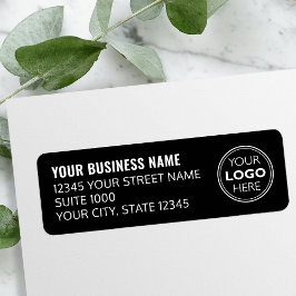 Custom Logo Business Company Black Return Address Etiket