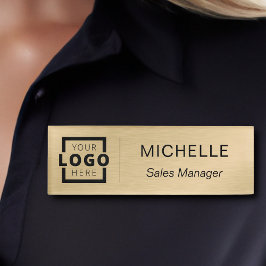 Custom Logo Business Employee Staff Gold Naambadge