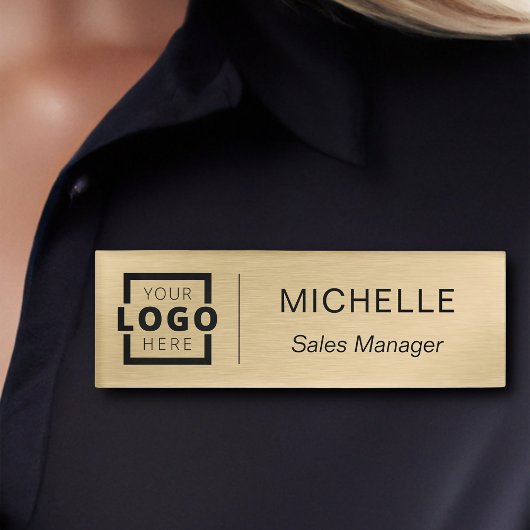 Custom Logo Business Employee Staff Gold Naambadge
