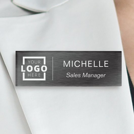 Custom Logo Business Medewerker Zwart Naambadge