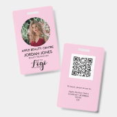 custom logo business personeel Foto roze ID Badge (Voor- en achterkant)