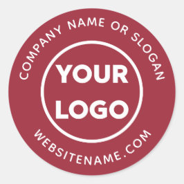 Custom Logo Business Website en Slogan Burgundy Ronde Sticker