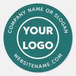 Custom Logo Business Website en Slogan op Blauwgro Ronde Sticker