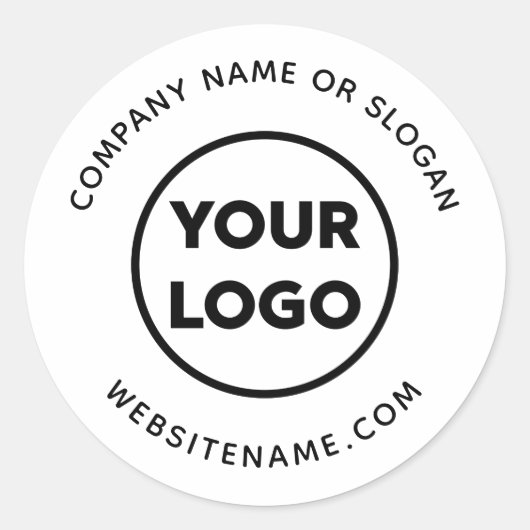 Custom Logo Business Website en Slogan Ronde Sticker (Voorkant)