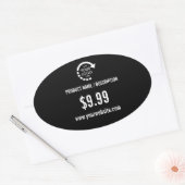 Custom Logo Business Zakelijk Modern Zwart Ovale Sticker (Envelop)