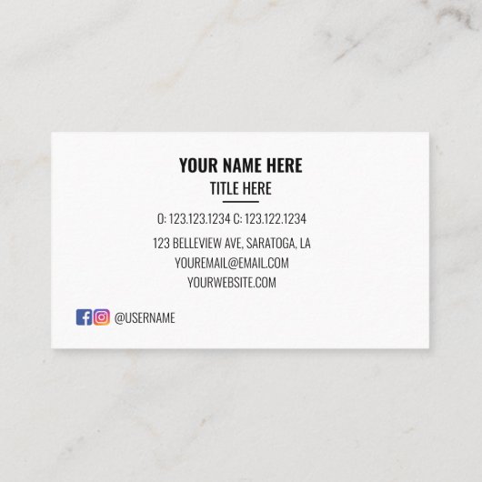 Custom Logo Circle Modern Minimalistisch Zwart en Visitekaartje (Achterkant)