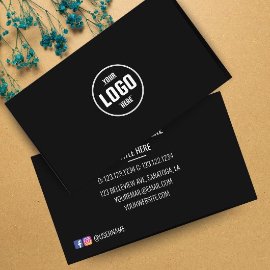 Custom Logo Circle Modern Minimalistisch Zwart en Visitekaartje