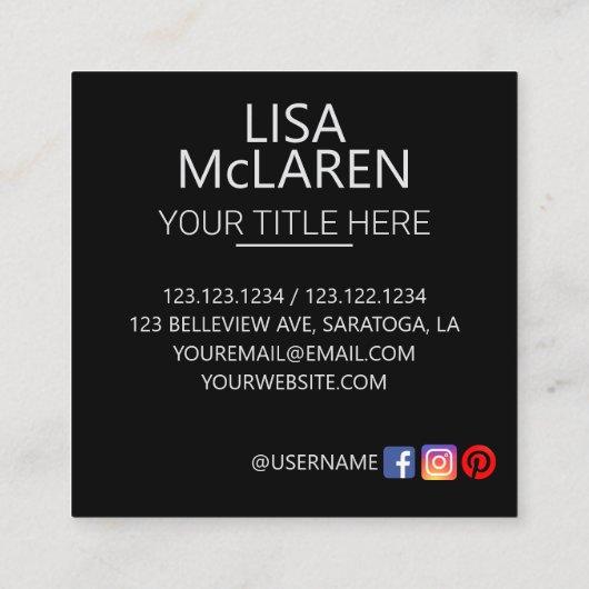 Custom Logo Circle Wit Vierkant Visitekaartje (Achterkant)