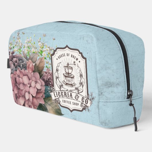 Custom logo Classy retro background botanical blue Toilettasje (Rechterhoek)