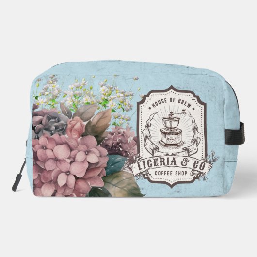 Custom logo Classy retro background botanical blue Toilettasje (Achterkant)