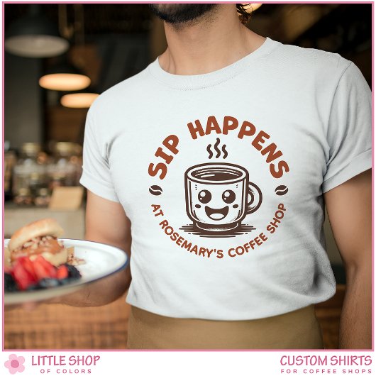 Custom Logo Coffee Shop Barista Professional T-shirt
