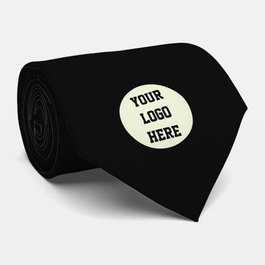 Custom Logo Company Black Business Corporate Stropdas (Opgerold)