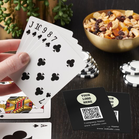 Custom Logo Company Black QR Code Business Pokerkaarten (Insitu)