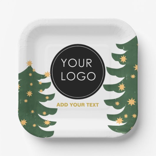 Custom Logo Company Business Christmas Tree Papieren Bordje (Voorkant)