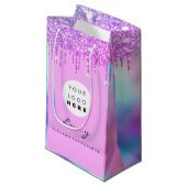 Custom Logo Company Pink Drivers Holograaf Klein Cadeauzakje (Voorkant Gekanteld)