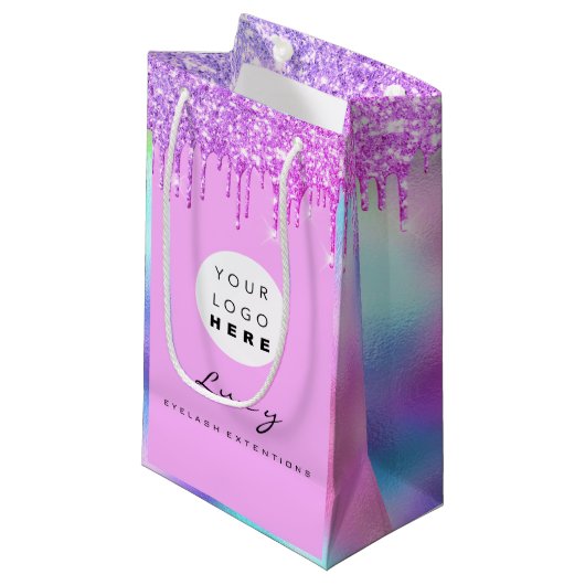 Custom Logo Company Pink Drivers Holograaf Klein Cadeauzakje (Voorkant Gekanteld)