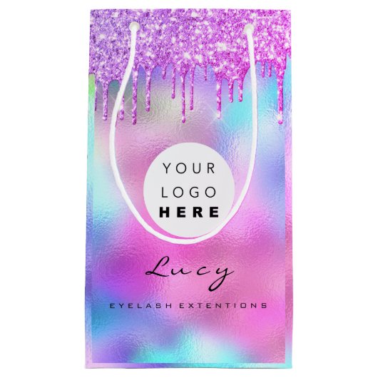 Custom Logo Company Pink Drivers Holographic Klein Cadeauzakje (Voorkant)