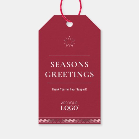 Custom Logo Company Season's Groetjes Vakantie Roo Cadeaulabel (Voorkant)