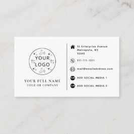 Custom Logo, Contact and Social Media Minimal Visitekaartje