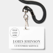 Custom Logo Customer Service Employee Name Badge (Front with Lanyard)