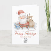 Custom Logo Cute Sant Reindeer Friends Business Feestdagen Kaart (Voorkant)